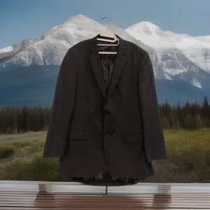 Pronto Uomo Blazer Mens 46 X-Long Black Pinstripe Wool 2 Button Suit Jacket